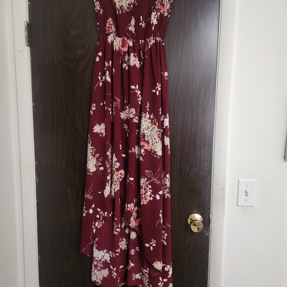 Rue21 Burgundy Floral High Low Dress